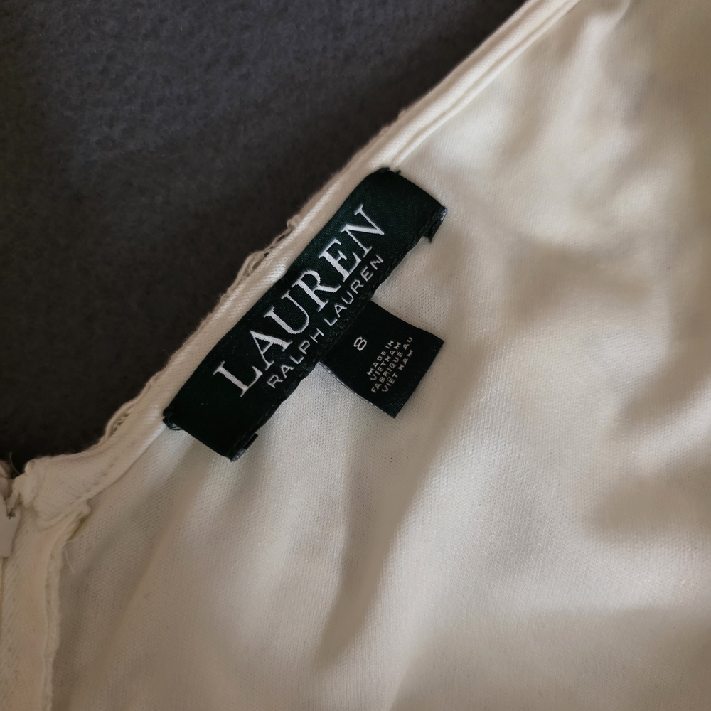 Lauren Ralph Lauren White Lace Dress Short Sz 8 Lined Chic Cocktail Prom Preppy - Picture 8 of 13